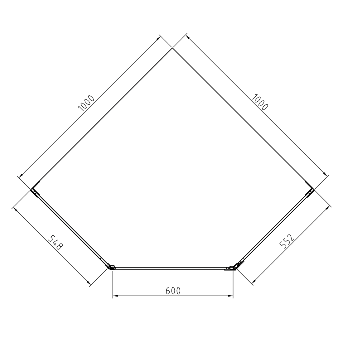 Frameless Shower Screen 1000x1000mm Diamond Matte Black