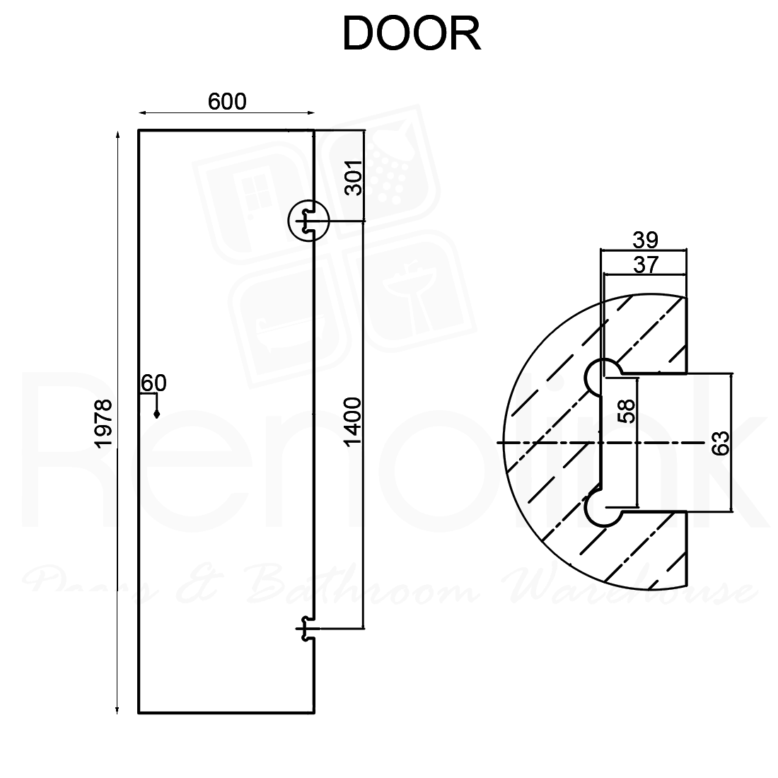 Frameless Shower Screen 1000x1000mm Square Chrome