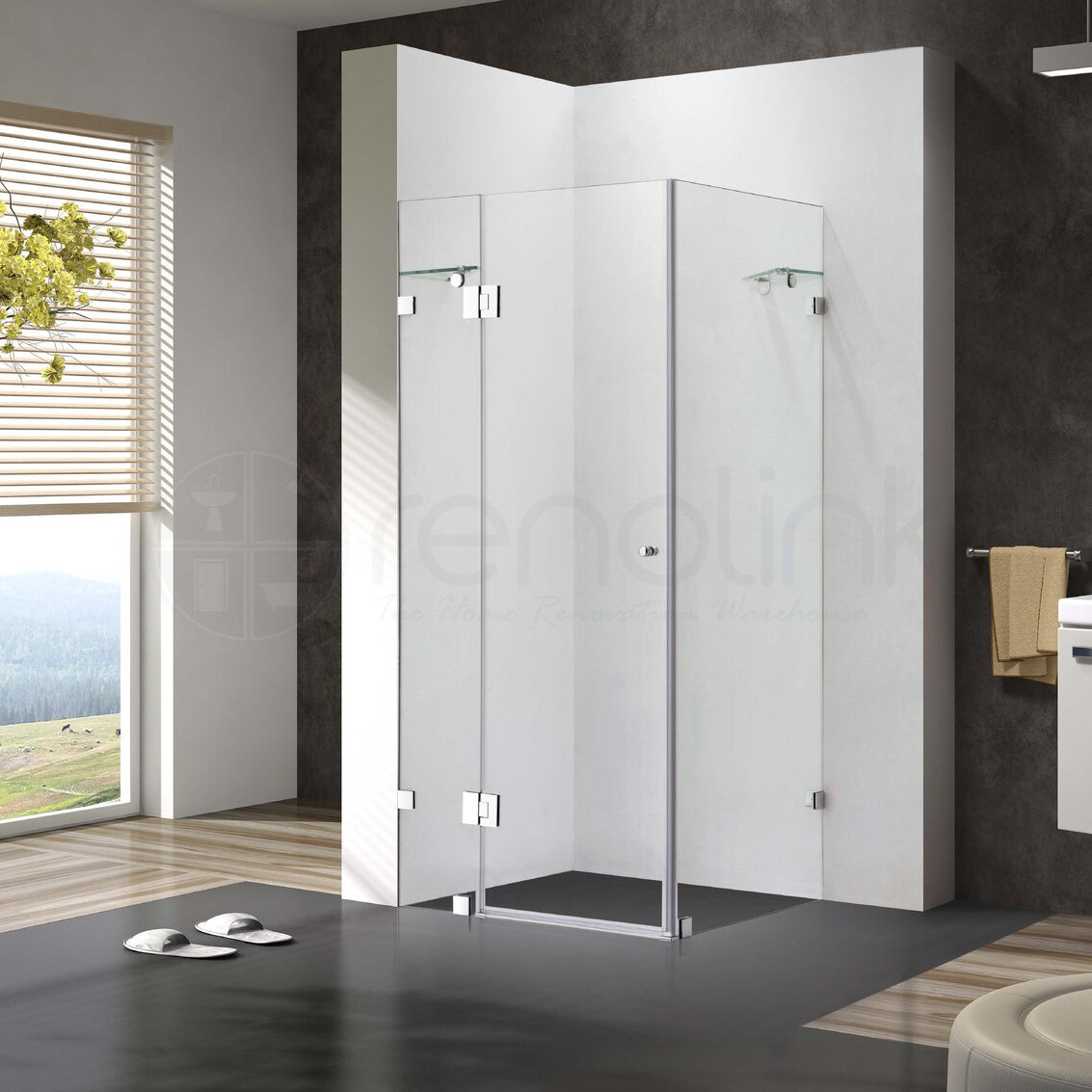 Frameless Shower Screen 900x900mm Square Chrome