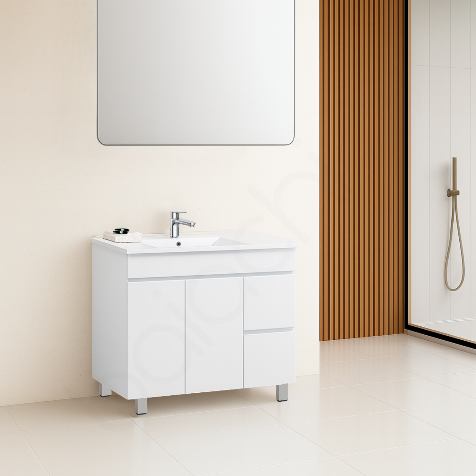 PACKAGE DEAL Windsor 900mm R Bathroom Vanity Wash Basin INCLUDING Mixer & Plugwaste