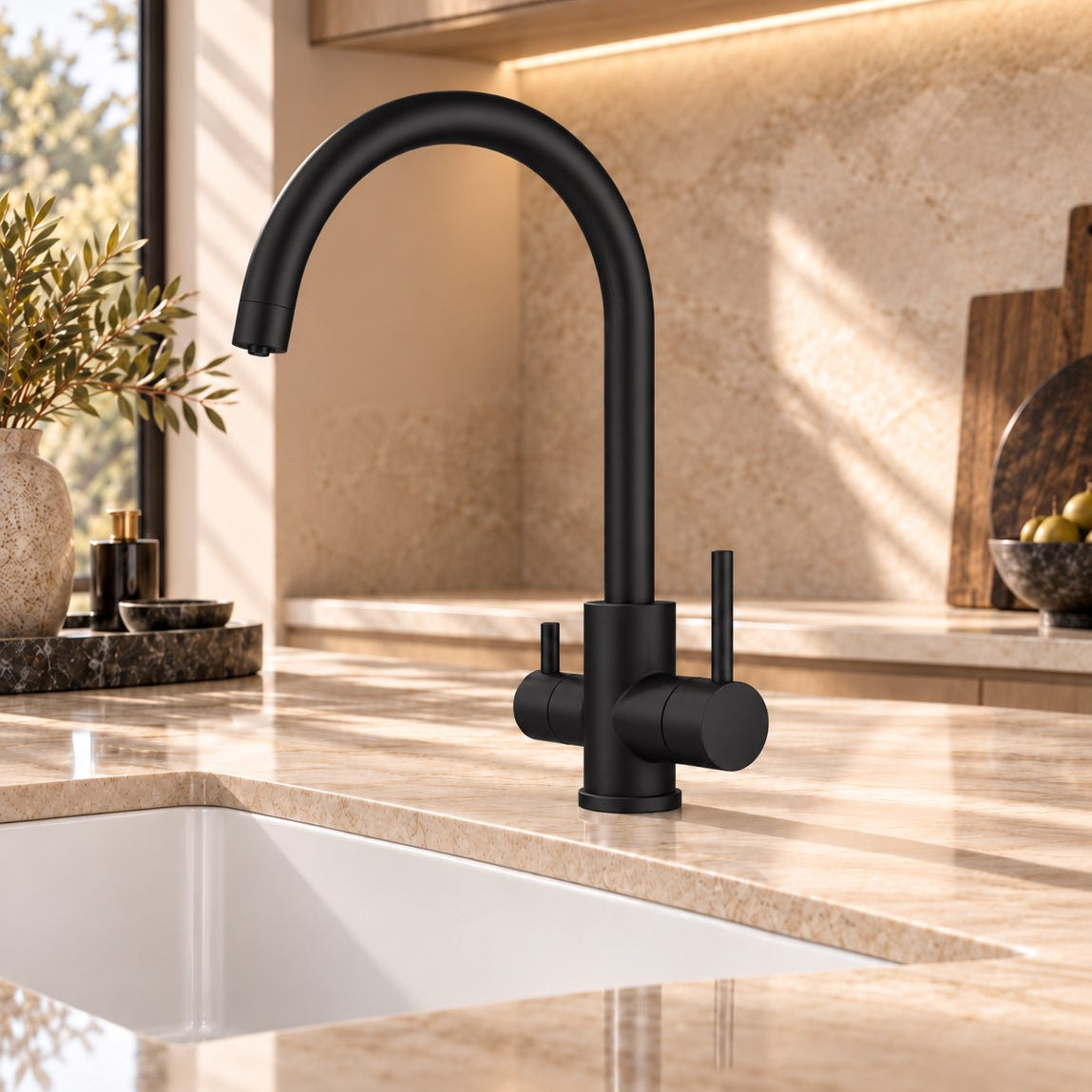 Baiachi Moreton Slimline 3-Way Filter Sink Mixer Matte Black
