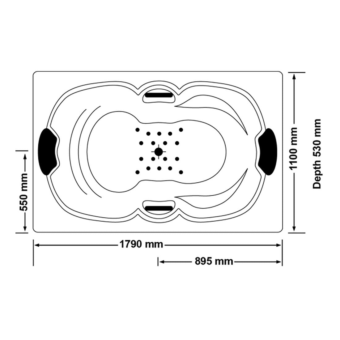 Andorra 1790mm 16 Jets Drop-in Spa Bath Hot Pump