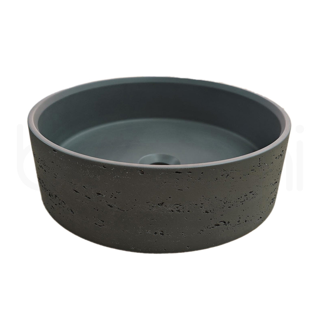 Baiachi Travertine Round Concrete Bathroom Counter Top Basin Ankara Charcoal