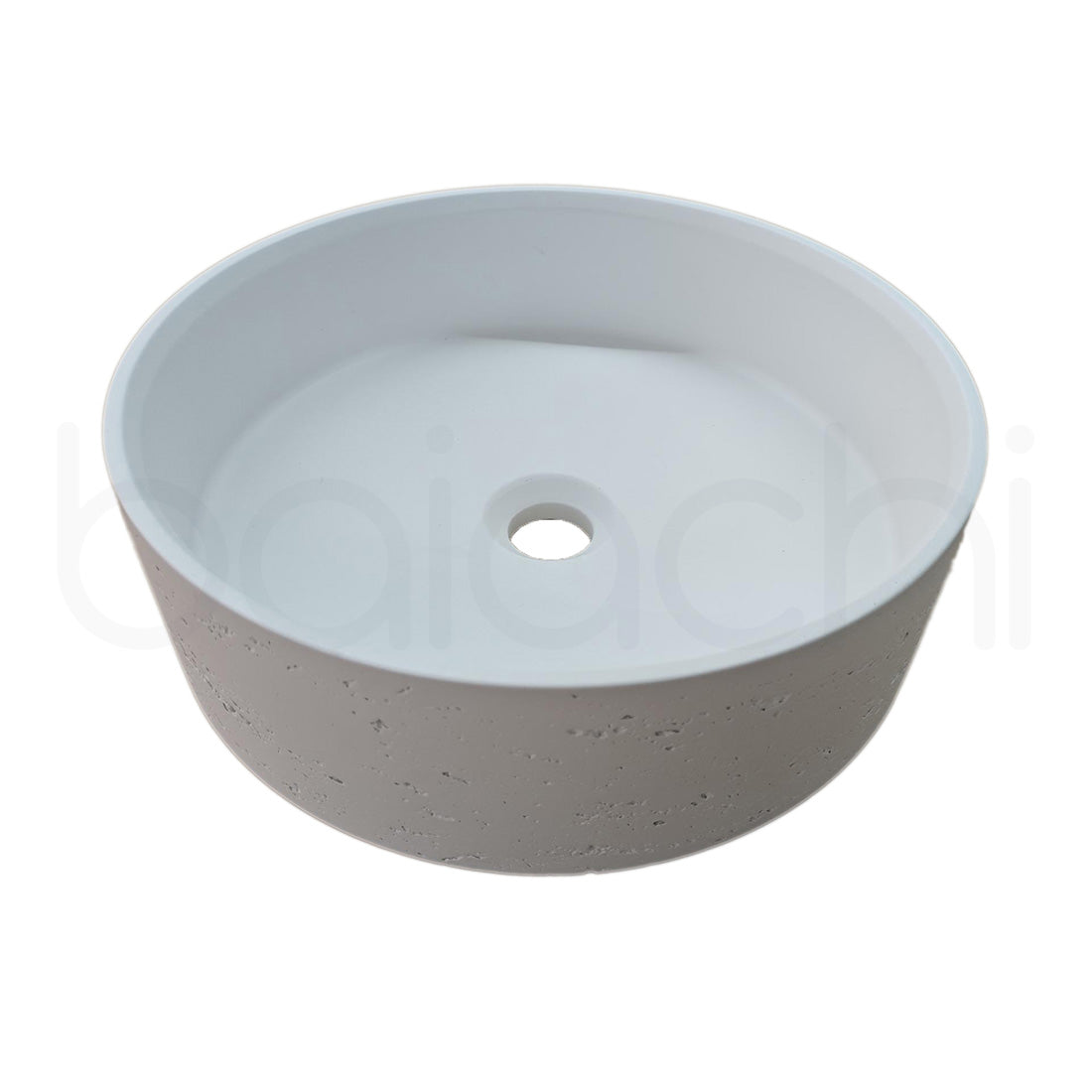 Baiachi Travertine Round Concrete Bathroom Counter Top Basin Tivoli Natural White