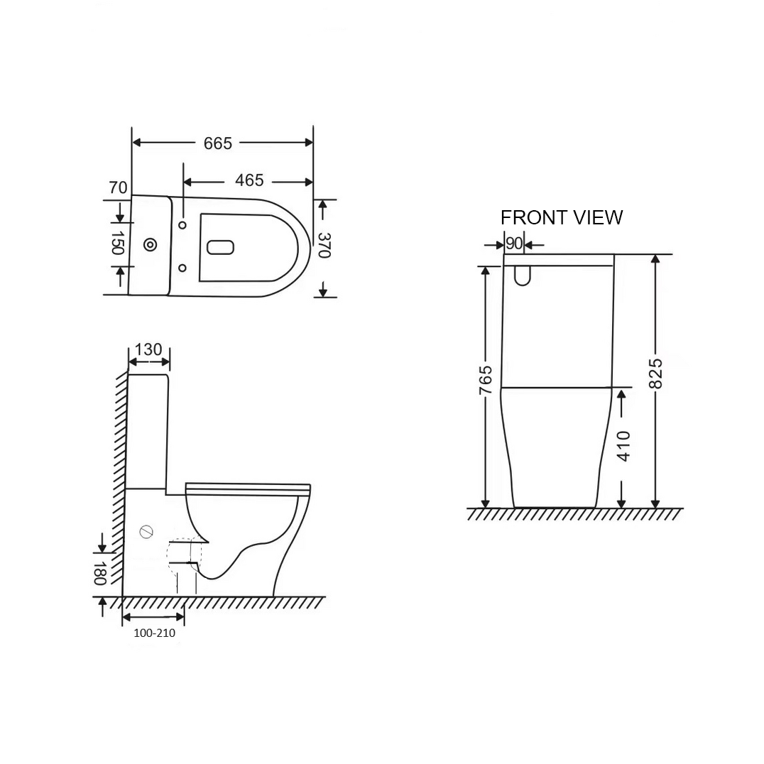 Carlton Rimless Bathroom Toilet Suite Ceramic Back To Wall Soft Close