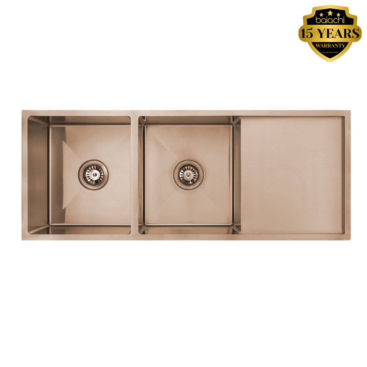 Baiachi 1270x450 Handmade Kitchen Stainless Steel Sink Double Bowl Drainer Top Undermount Brushed Copper