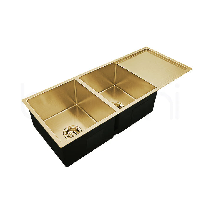 1110X440 Handmade Laundry Kitchen Sink Top/Under Mount Brushed Gold