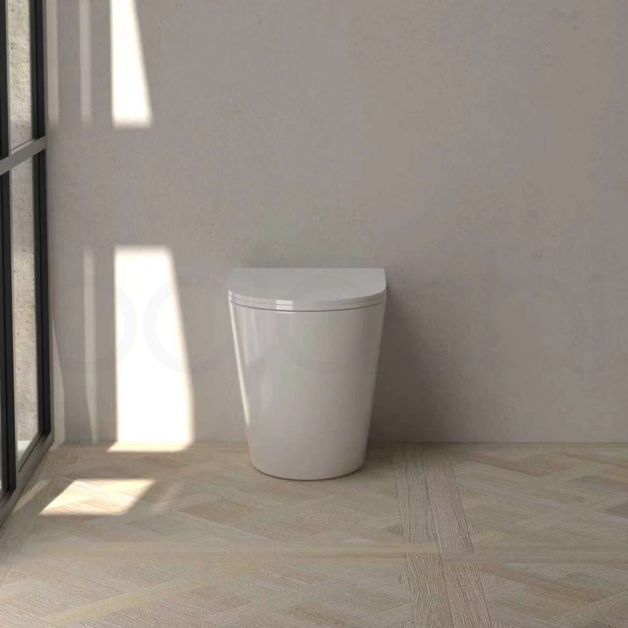 Baiachi Involution Rimless In Wall Tornado Toilet Suite with Round Stainless Steel Gun Metal Flushing Buttons BTW1