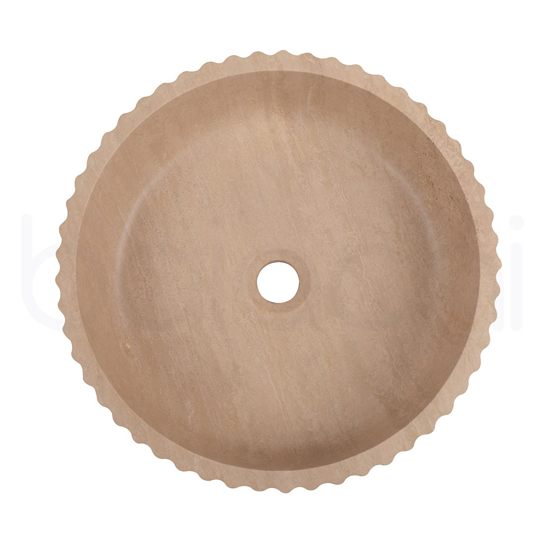 Baiachi Round Fluted Bathroom Counter Top Stone Basin Natural Travertine