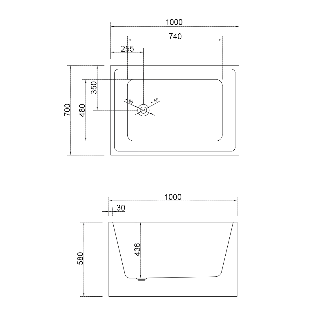 Baiachi Square 1000 Freestanding Bath