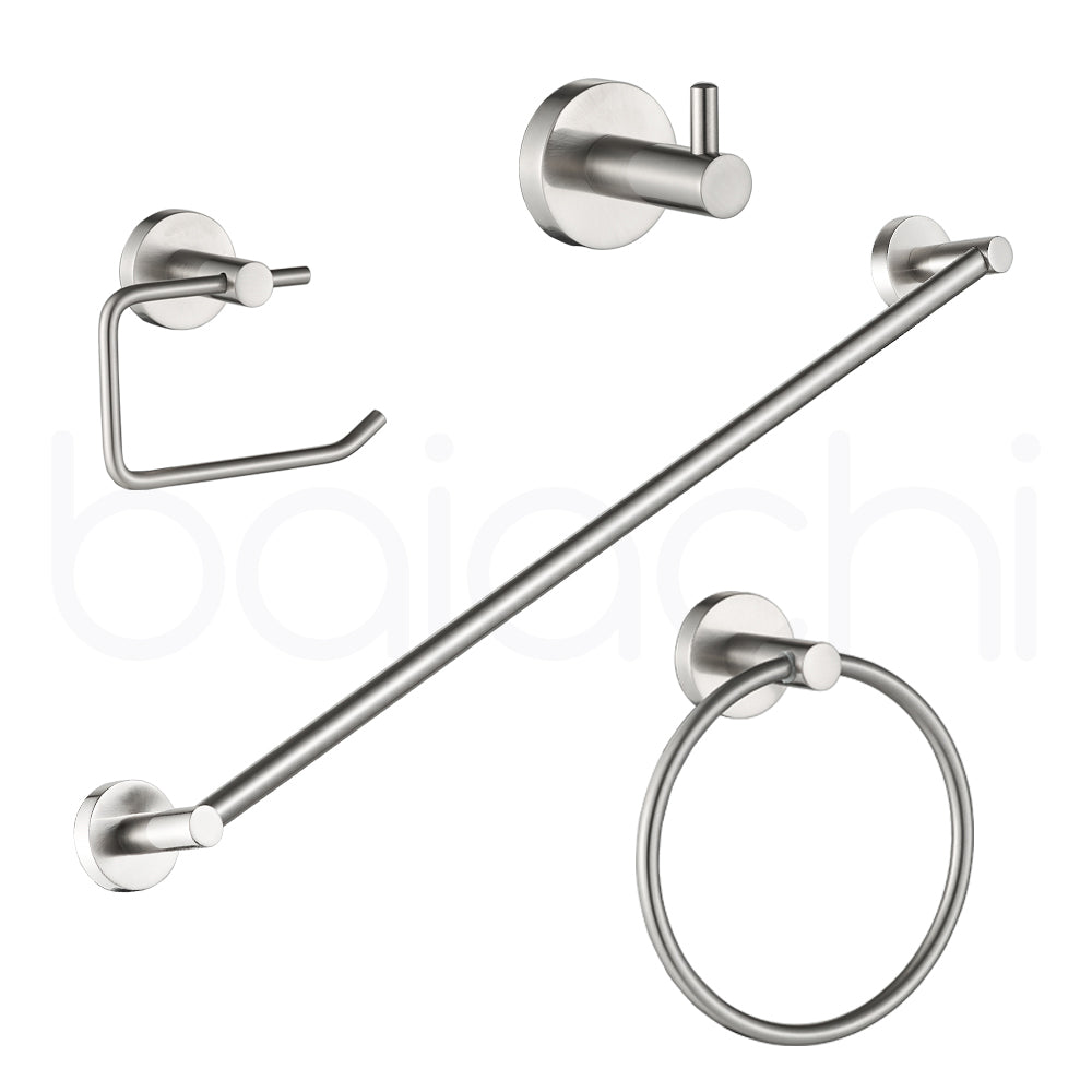 Baiachi 4 Piece Bathroom Accessory Set Brushed Nickel