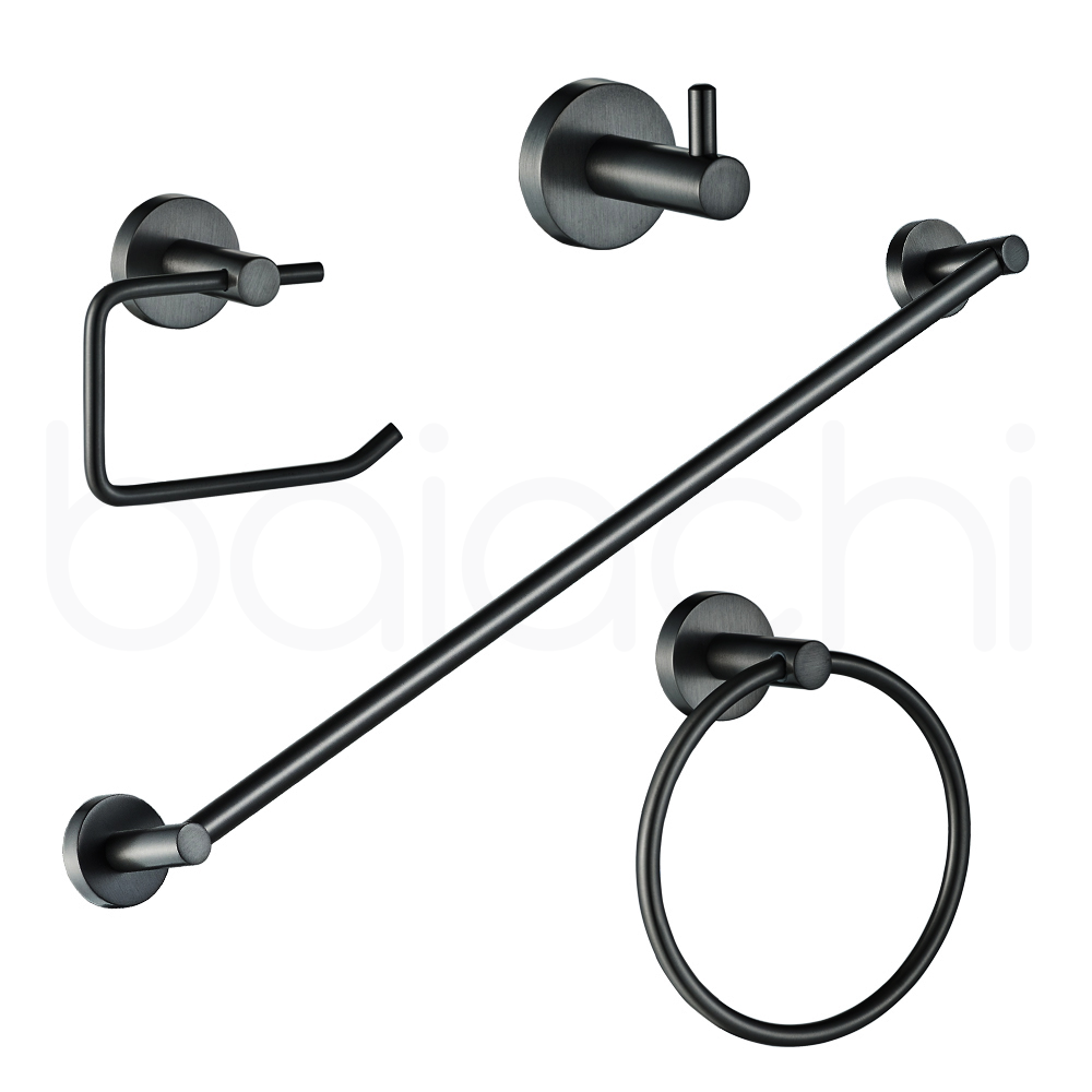 Baiachi 4 Piece Bathroom Accessory Set Matte Black
