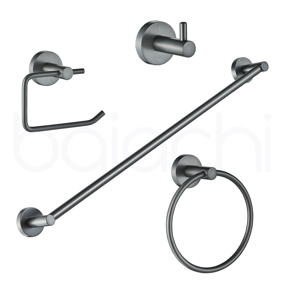Baiachi 4 Piece Bathroom Accessory Set Gun Metal