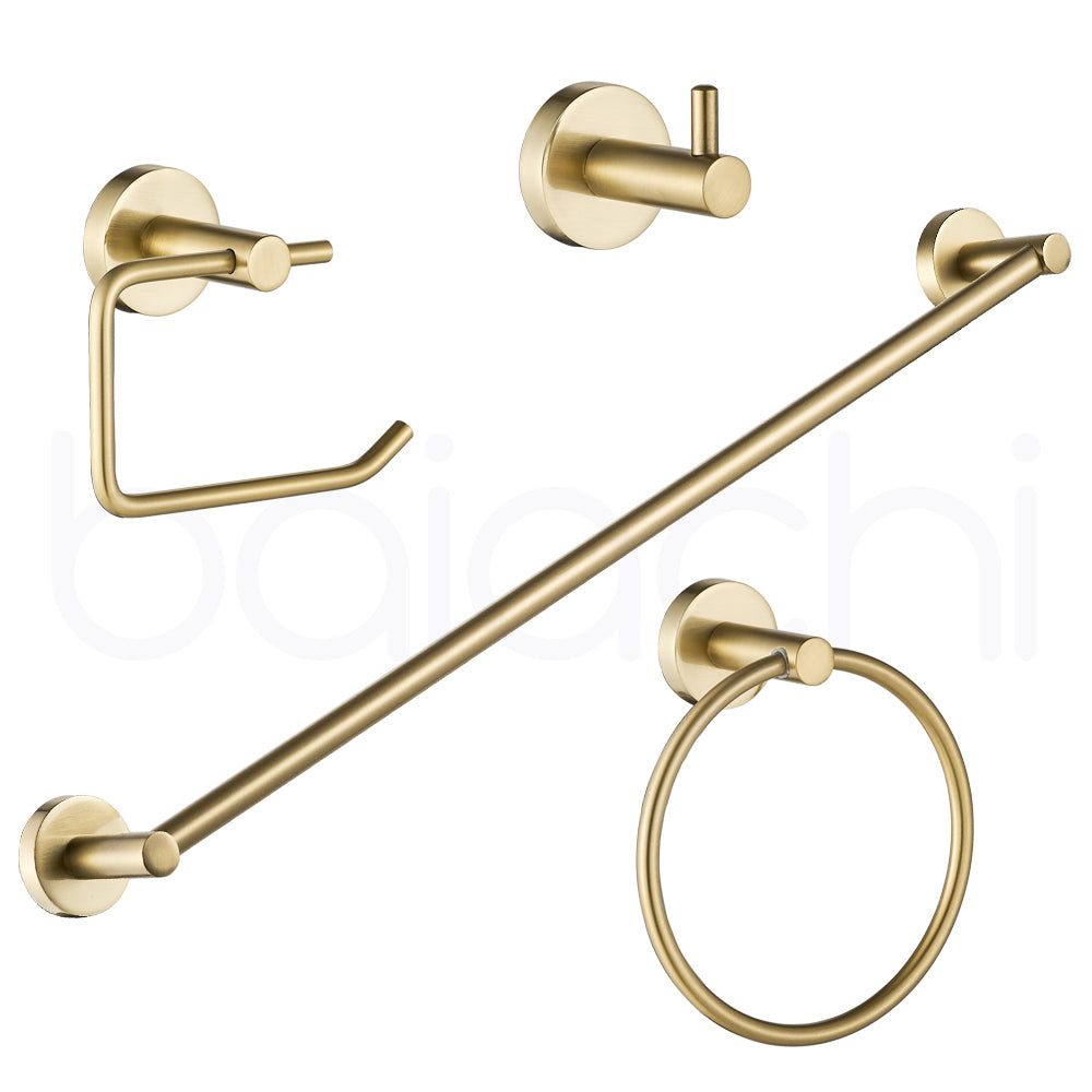 Baiachi 4 Piece Bathroom Accessory Set Brushed Gold