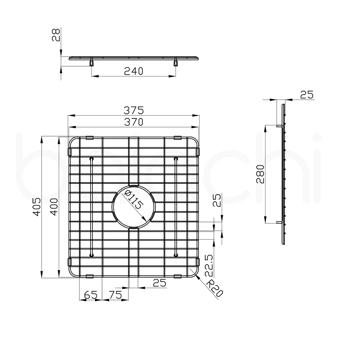 Baiachi Kitchen Sink Grid Brushed Copper