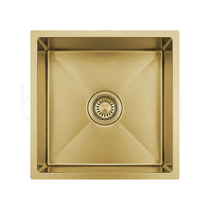 Baiachi 450x450 Handmade Kitchen and Laundry Stainless Steel Sink Single Bowl Top Undermount Brushed Gold