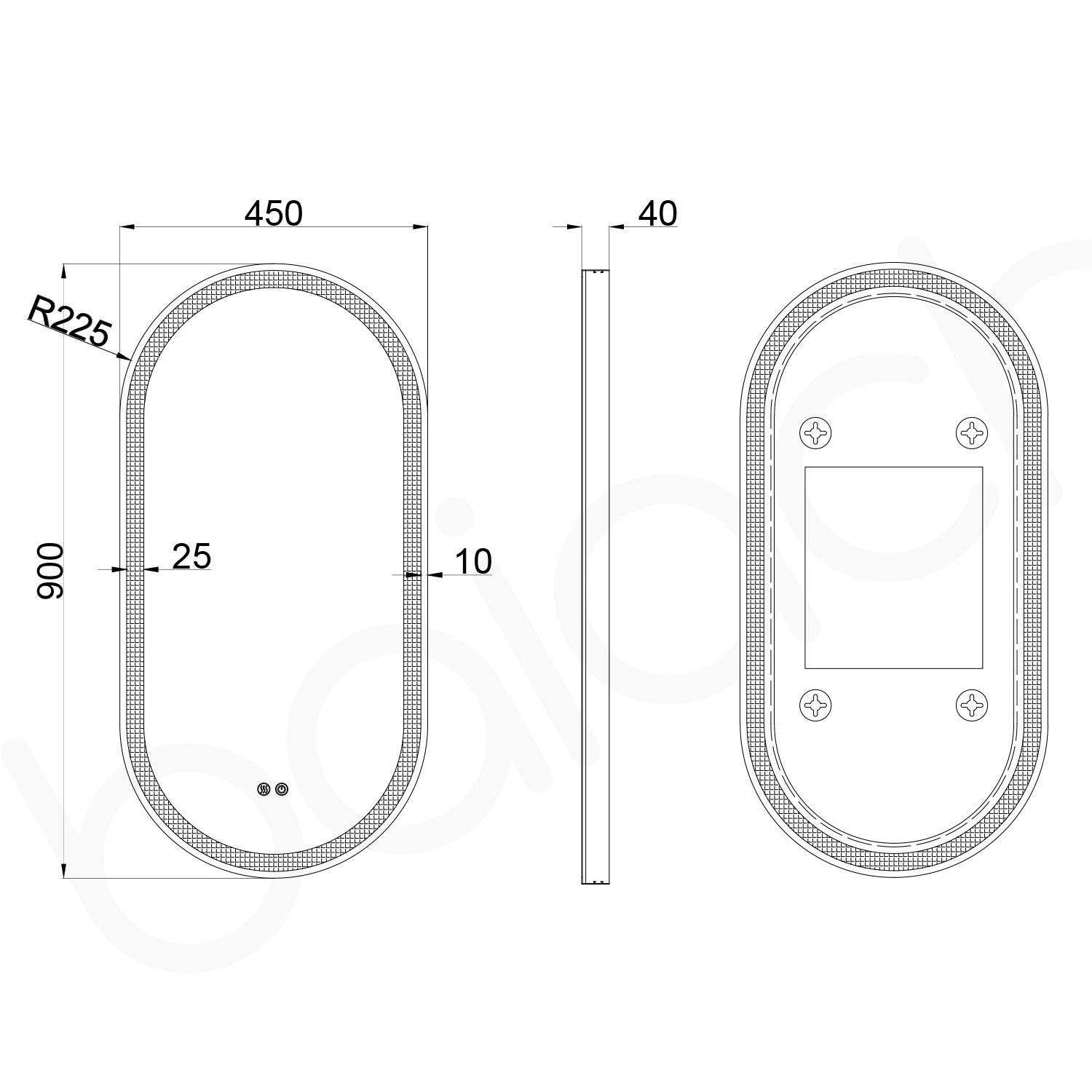 Baiachi Cora Oval 450mmx900mm Frame Mirror Brushed Gold