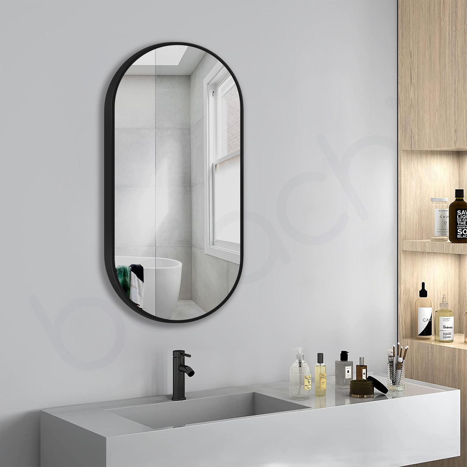 Baiachi Cora Oval 450mmx900mm Frame Mirror Matte Black