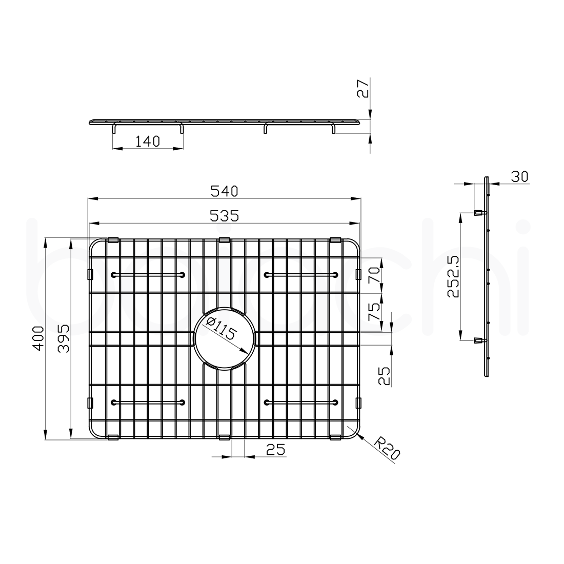 Baiachi Kitchen Sink Grid Gun Metal