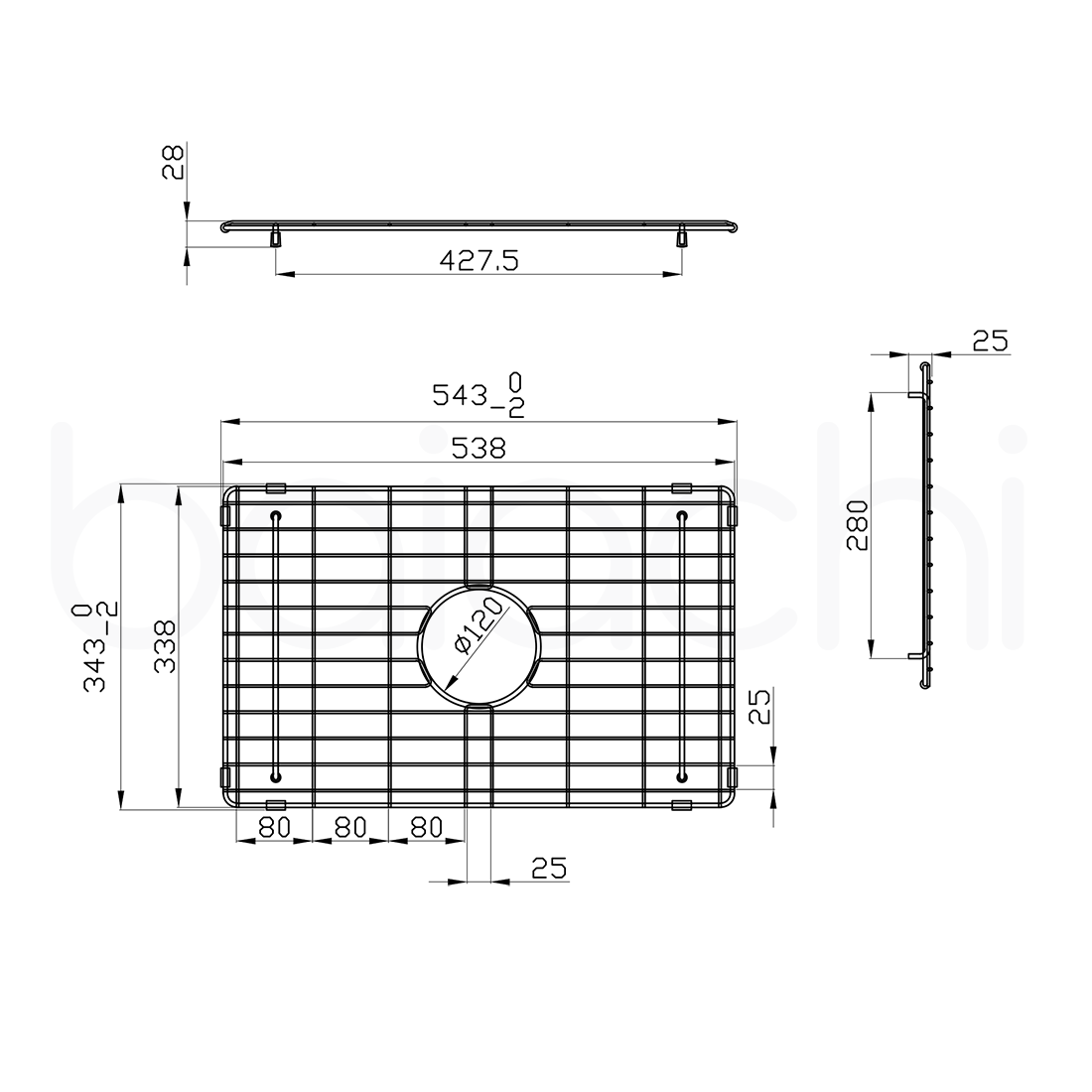 Baiachi Kitchen Sink Grid Brushed Gold