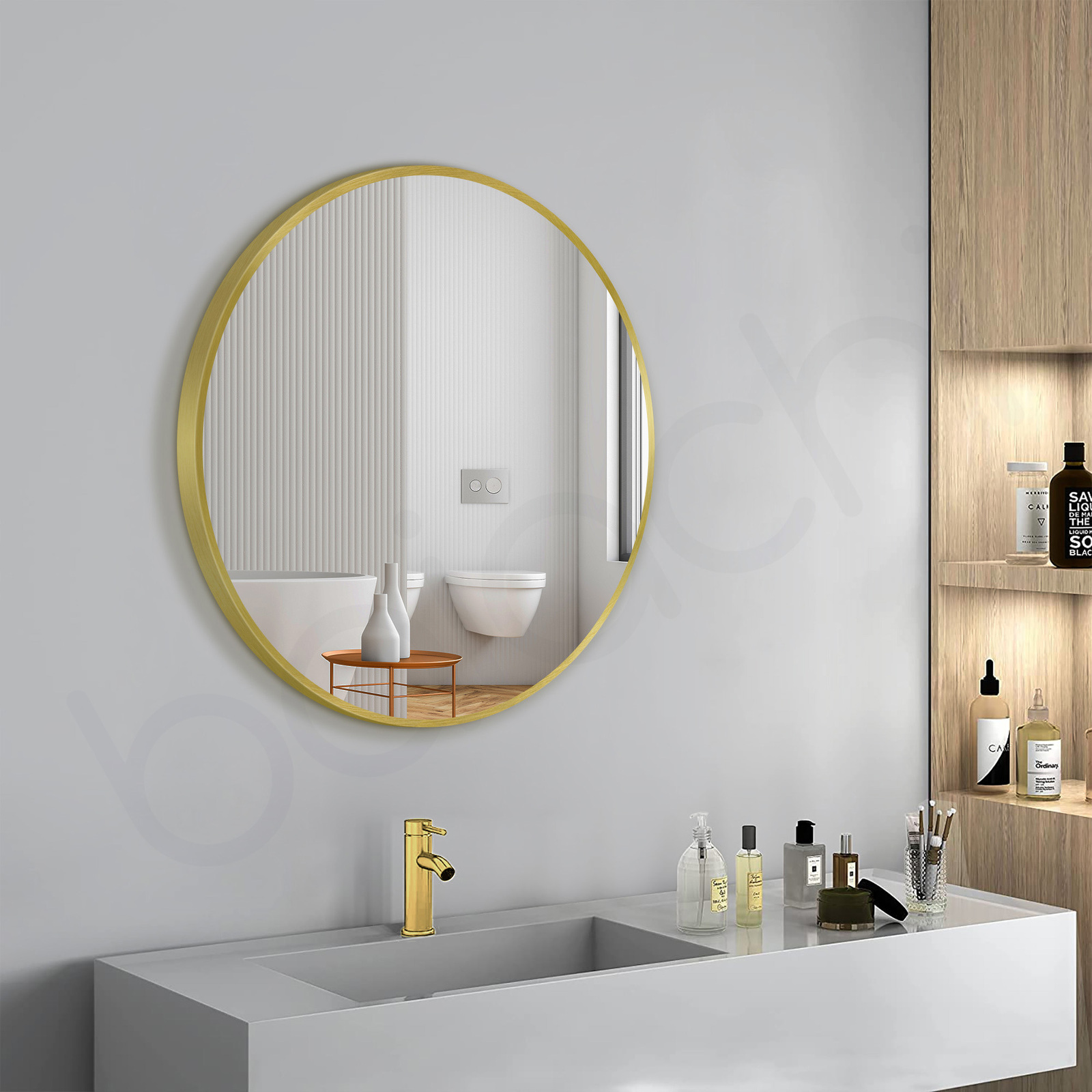 Baiachi Otus Round 600mm Frame Mirror Brushed Gold