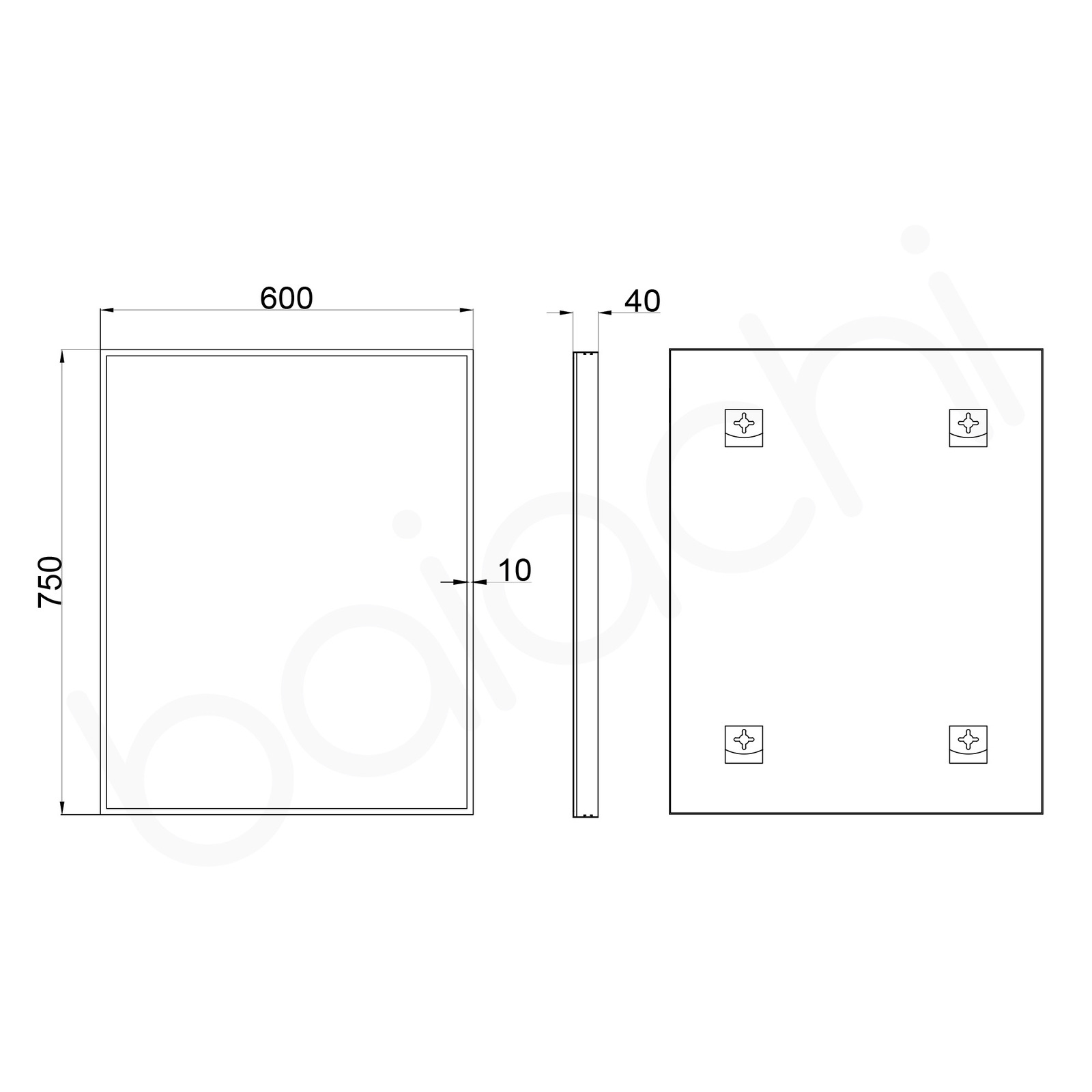 Baiachi Eden Square 600mmx750mm Frame Mirror Matte Black