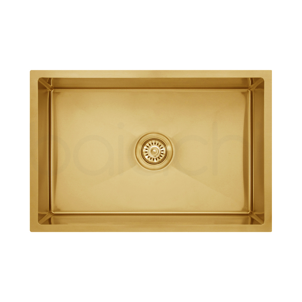 640X440mm Handmade Laundry Kitchen Sink Top/Under Mount Brushed Gold