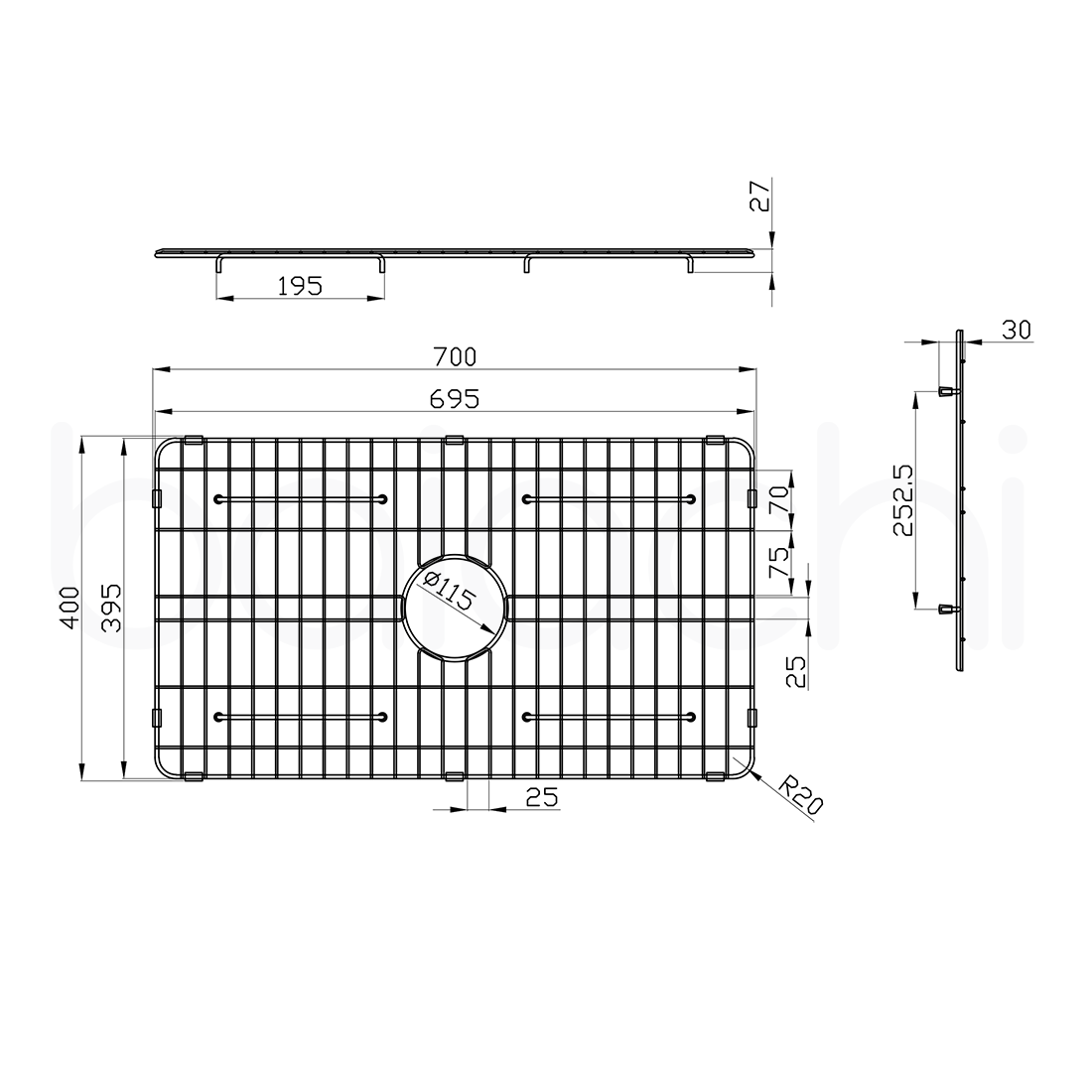 Baiachi Kitchen Sink Grid Gun Metal