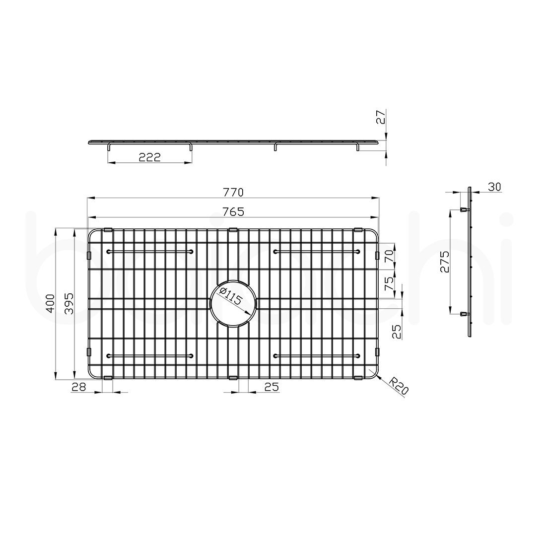 Baiachi Kitchen Sink Grid Stainless Steel