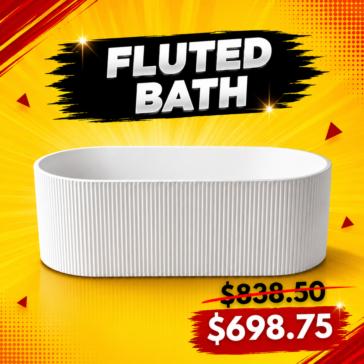 Baiachi Florence 1500 Fluted Oval Freestanding Bath MK2