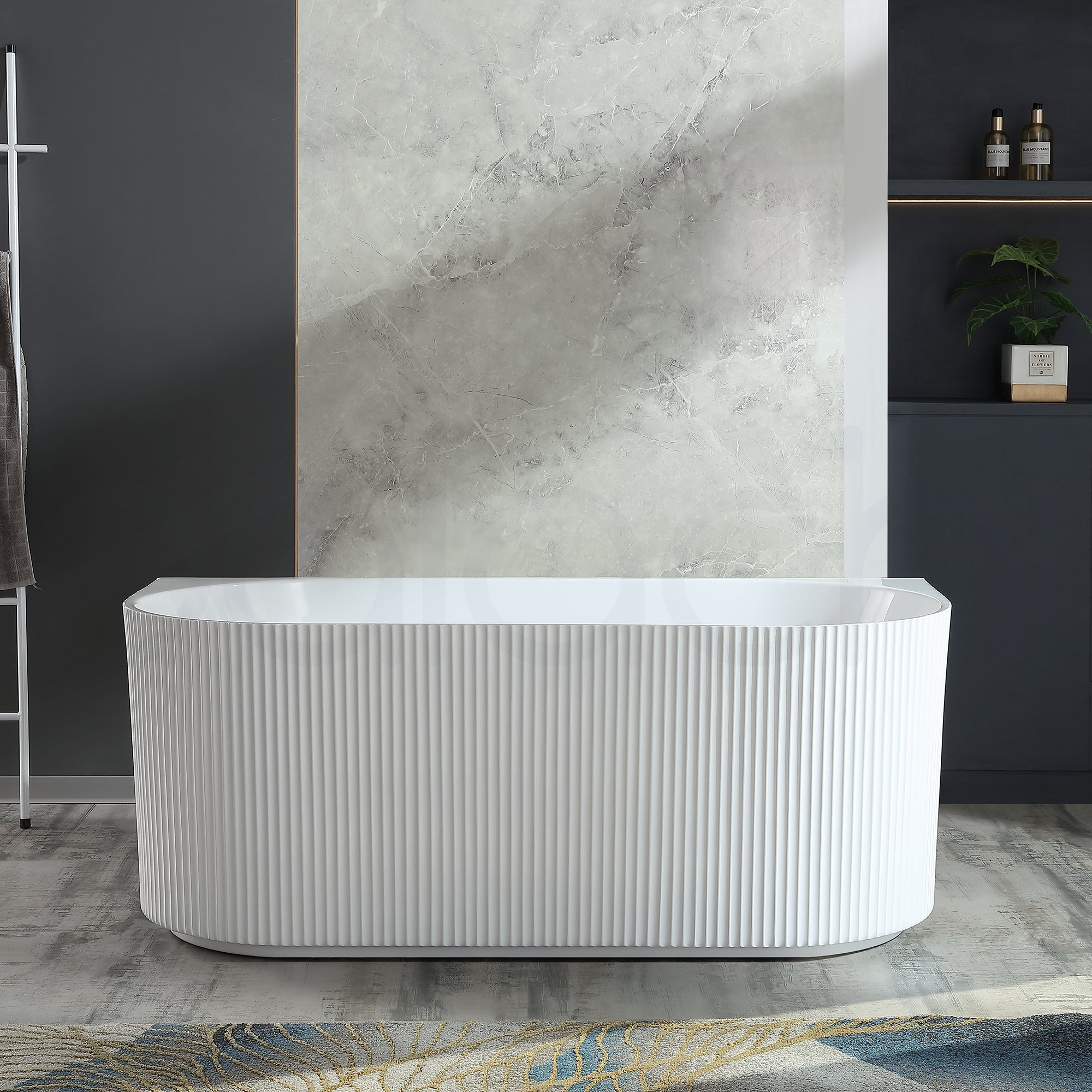 Baiachi Clara 1500 Fluted Back To Wall Freestanding Bath MK2