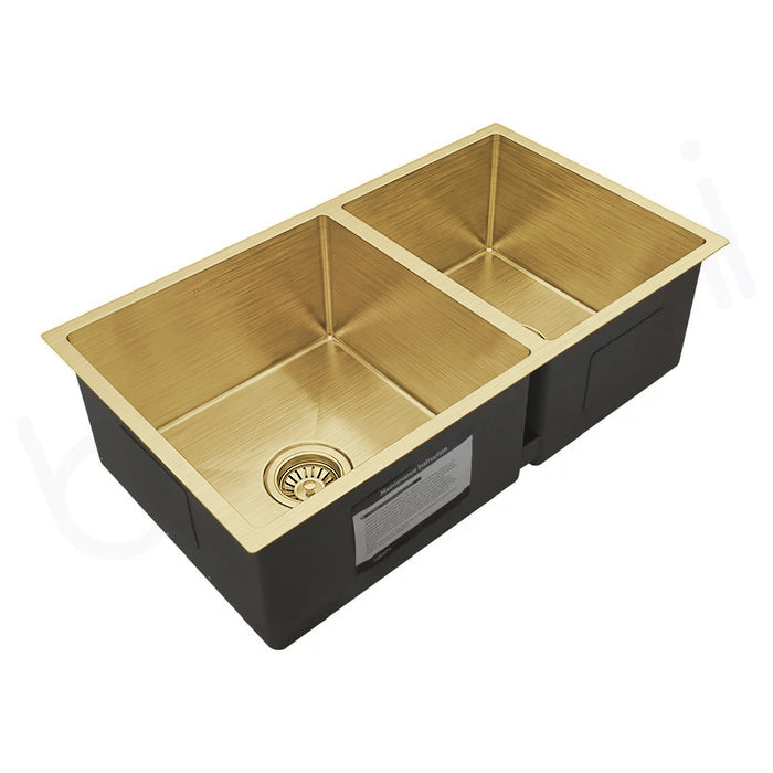 780X440mm Handmade Laundry Kitchen Sink Top/Under Mount Brushed Gold