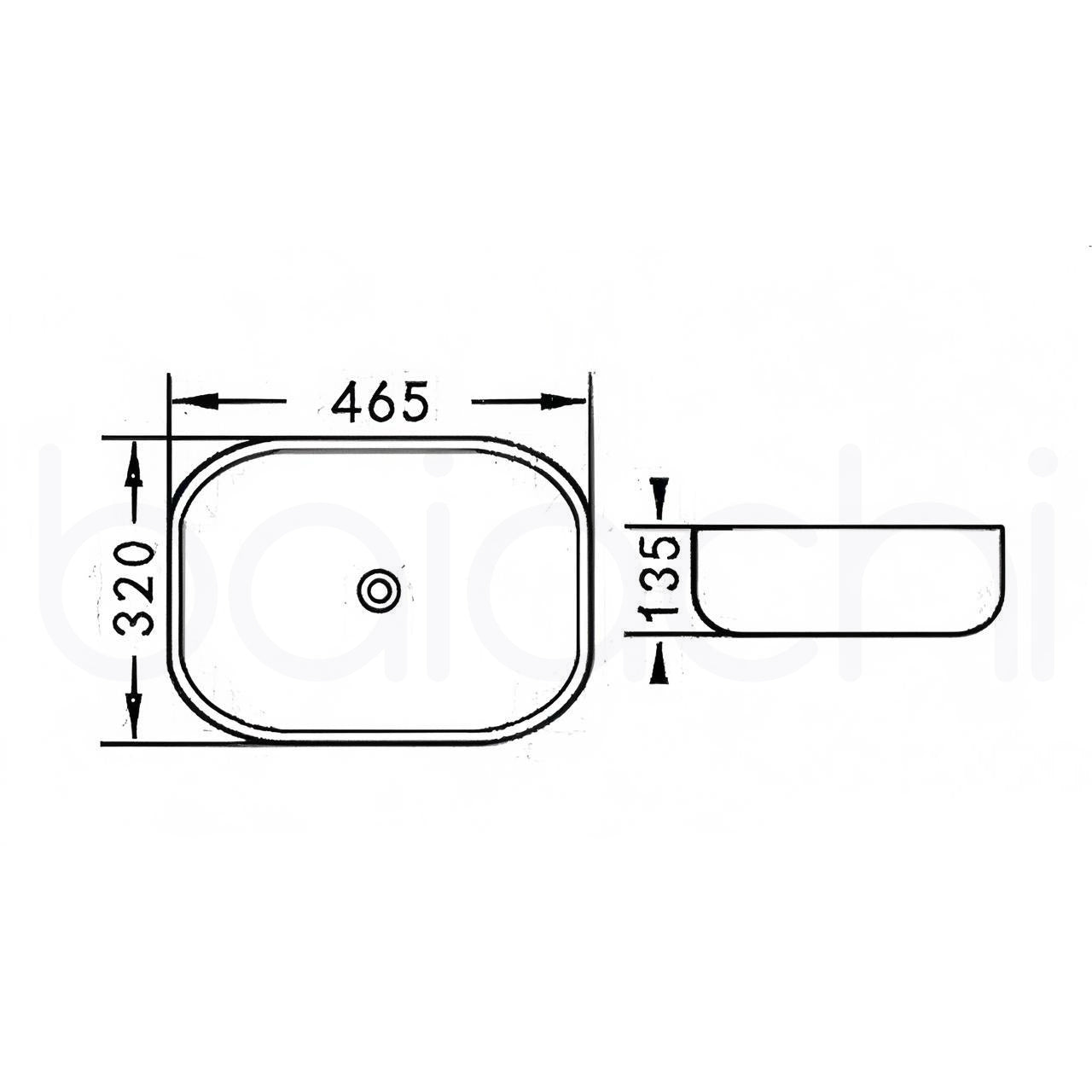 Baiachi 465x320mm Ceramic Above Counter Basin White