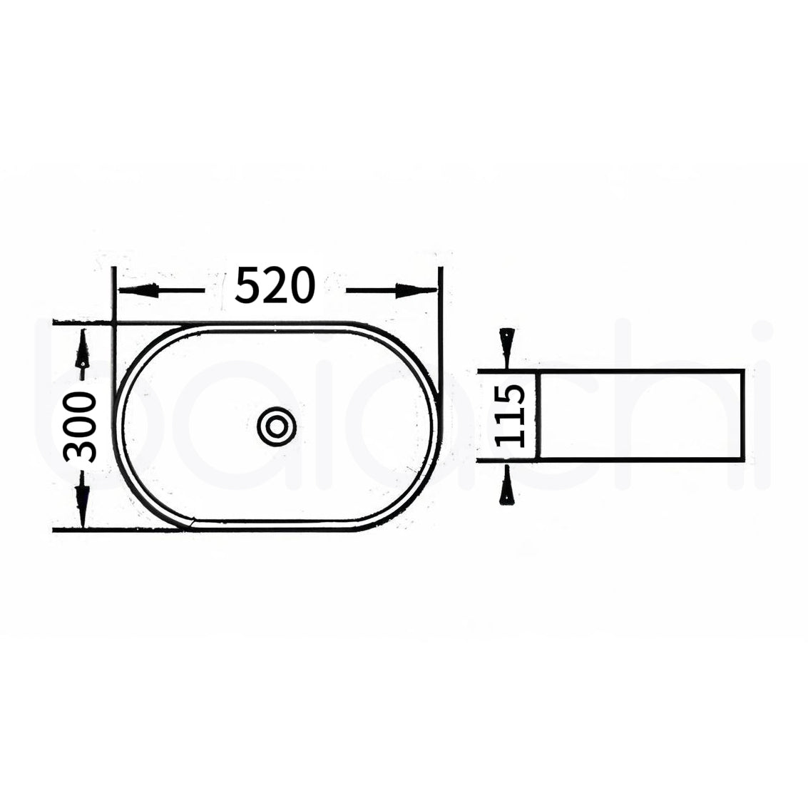 Baiachi 520x300mm Ceramic Above Counter Basin White