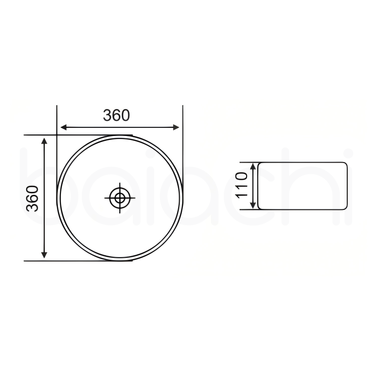 Baiachi 360mm Ceramic Above Counter Basin White