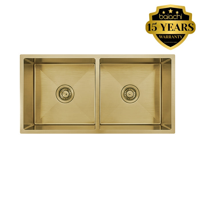 860X440mm Handmade Laundry Kitchen Sink Top/Under Mount Brushed Gold