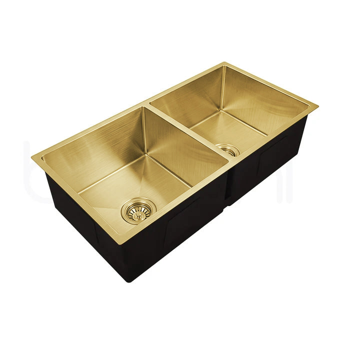 860X440mm Handmade Laundry Kitchen Sink Top/Under Mount Brushed Gold