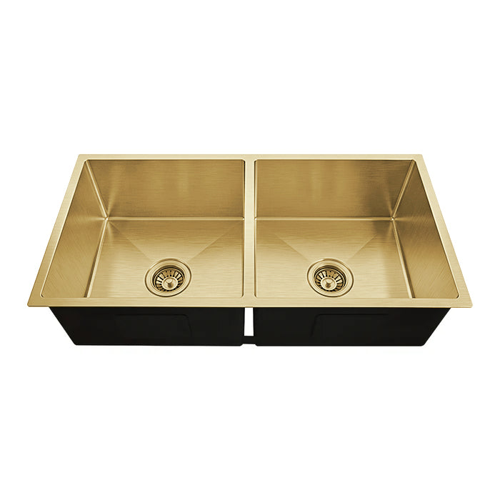860X440mm Handmade Laundry Kitchen Sink Top/Under Mount Brushed Gold