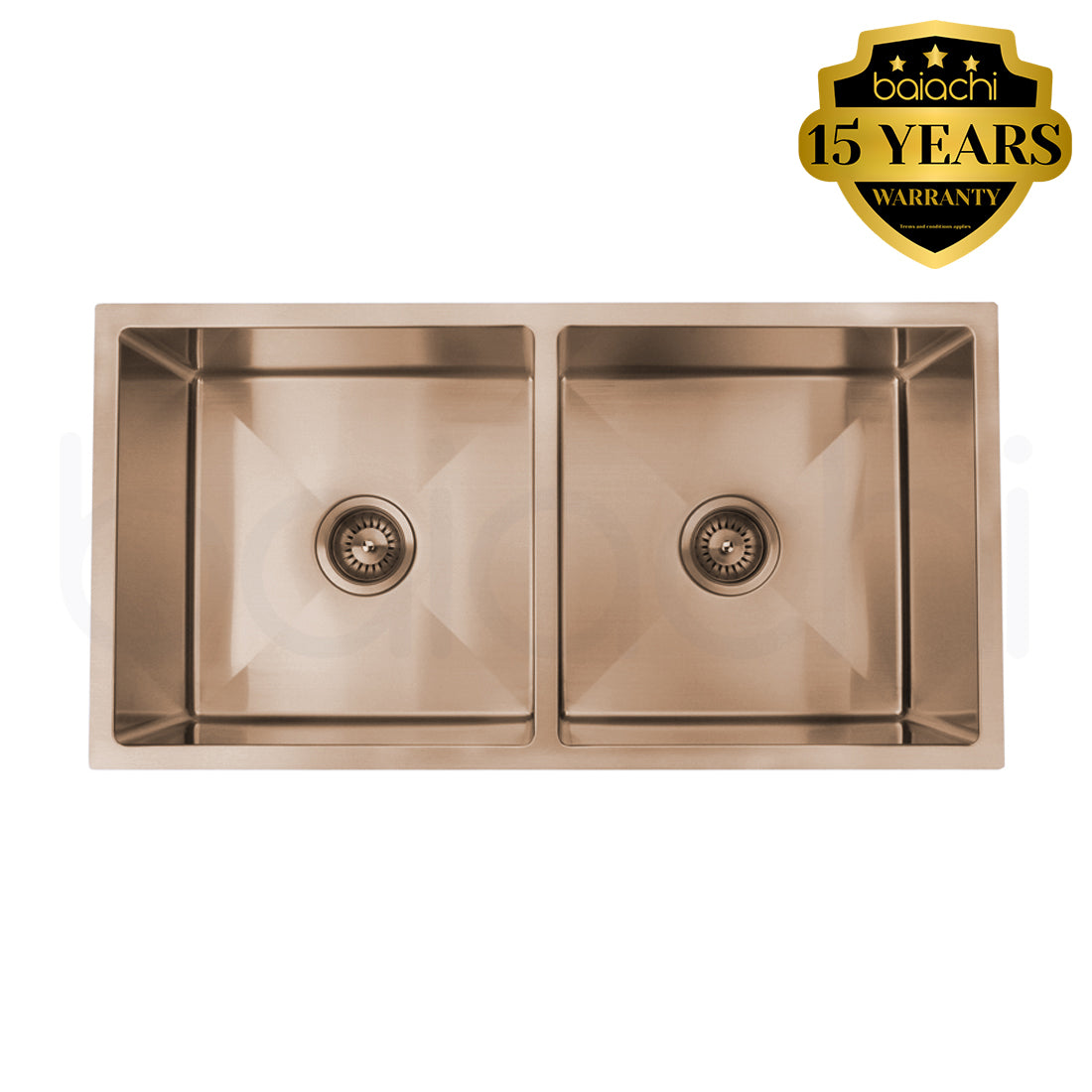 Baiachi 870x450 Handmade Kitchen and Laundry Stainless Steel Sink Double Bowl Top Undermount Brushed Copper