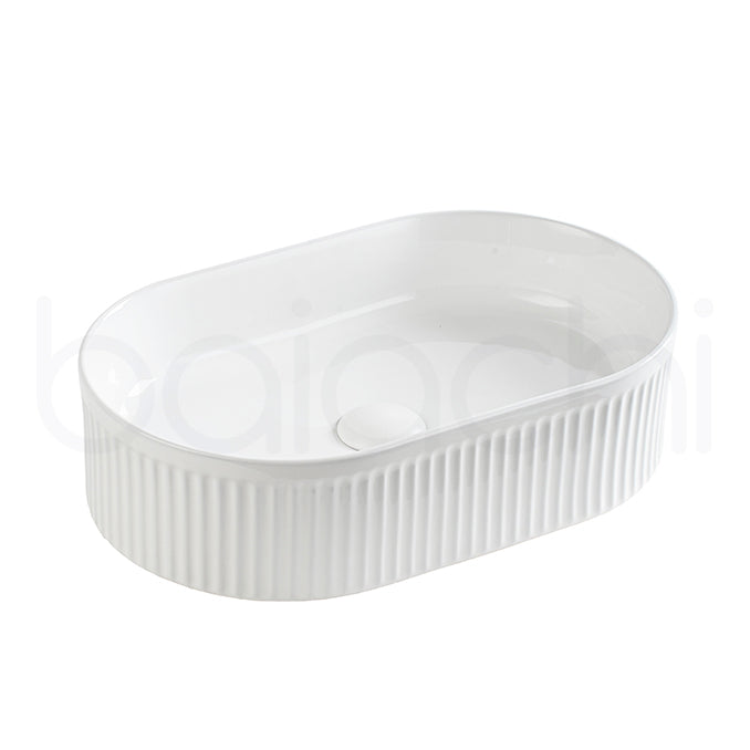 Baiachi 500x325mm Ceramic Above Counter Fluted Basin White
