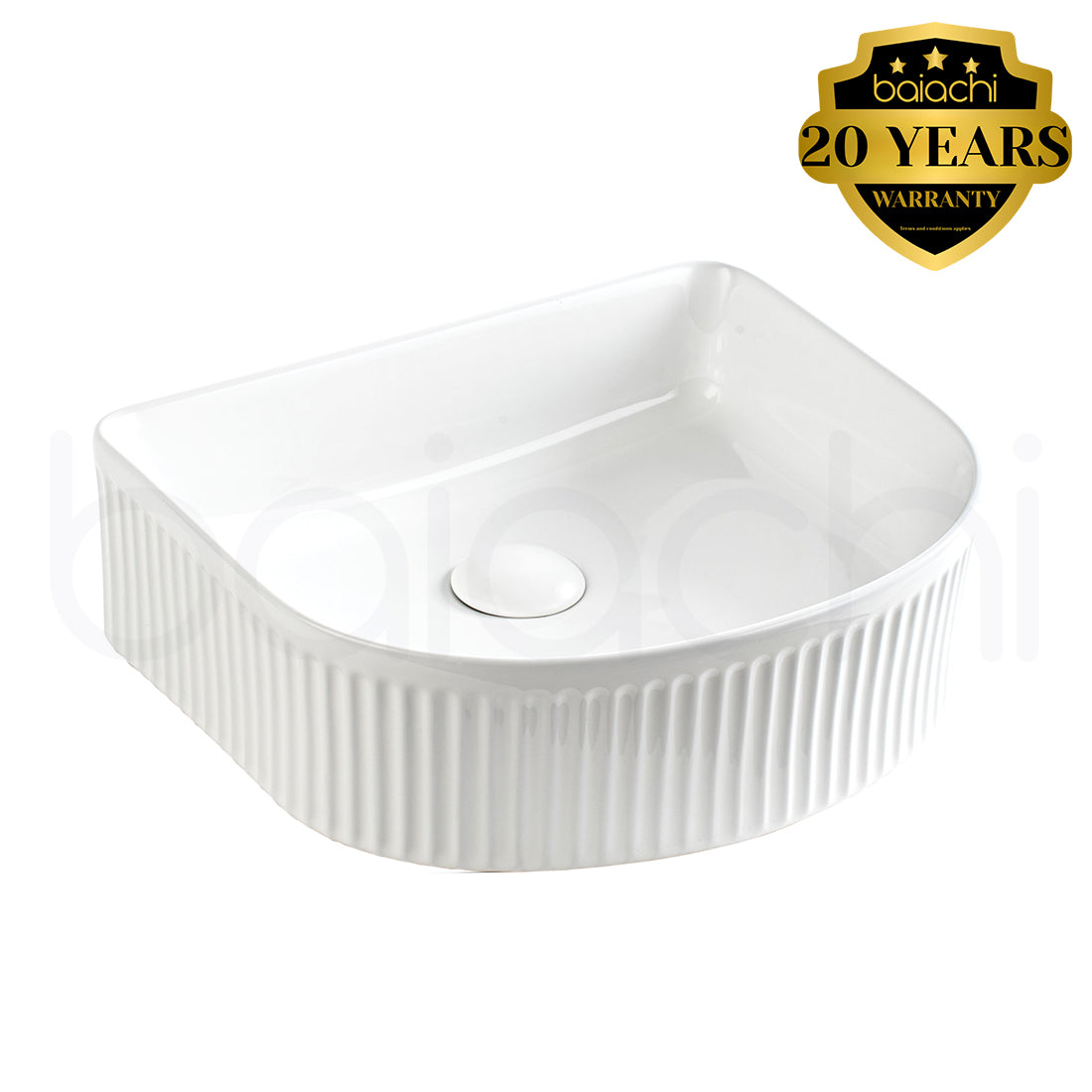 Baiachi 400x350mm Ceramic Above Counter Fluted Basin White