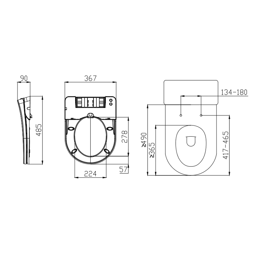 Non-Electric Bidet Toilet Seat Left Entry