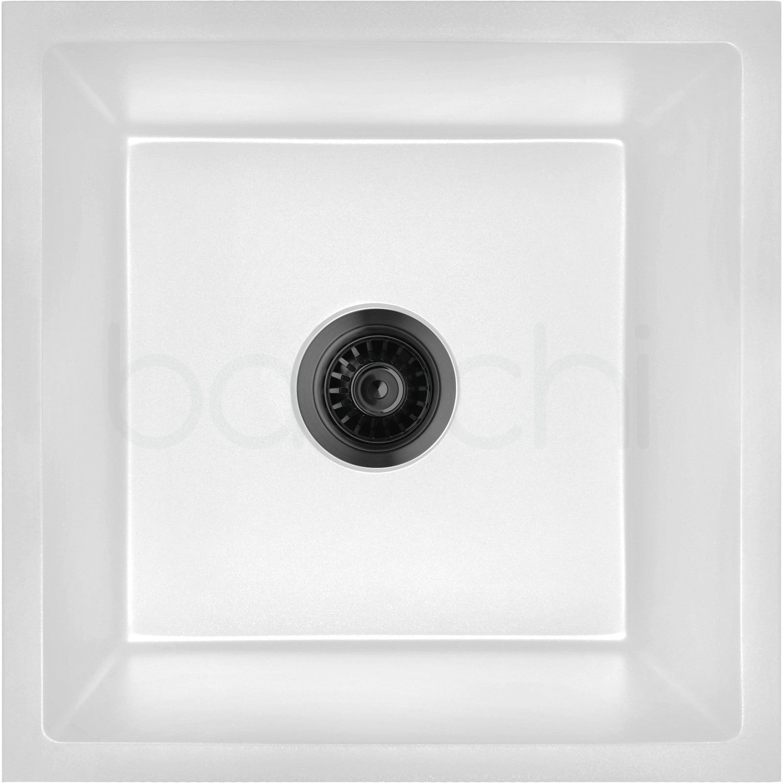 Baiachi Single Bowl Granite Kitchen Sink White with Black Waste