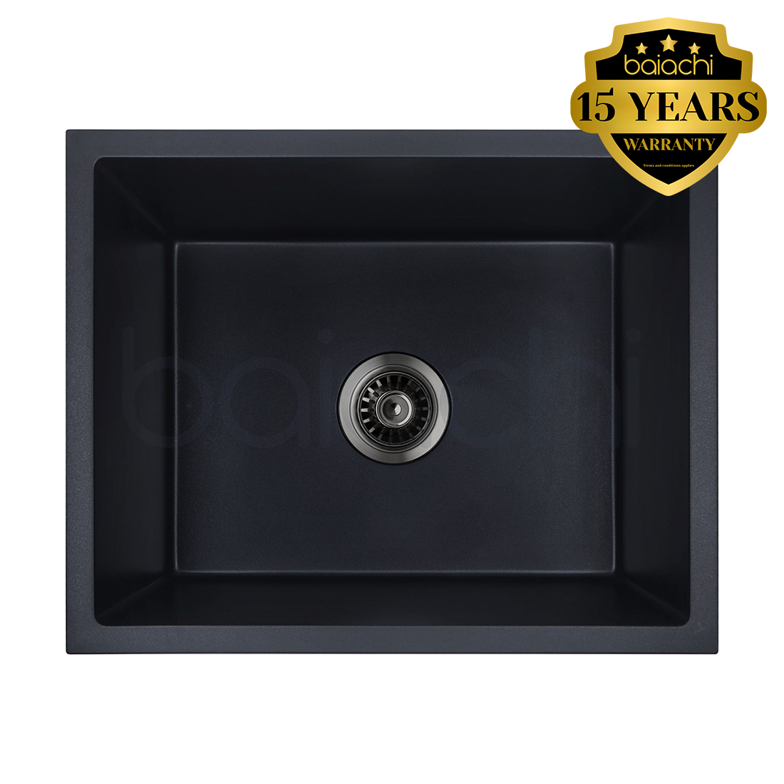 Baiachi 650 x 450 Single Bowl Granite Kitchen Sink Black