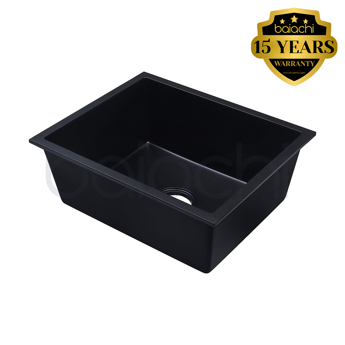 Baiachi 650 x 450 Single Bowl Granite Kitchen Sink Black