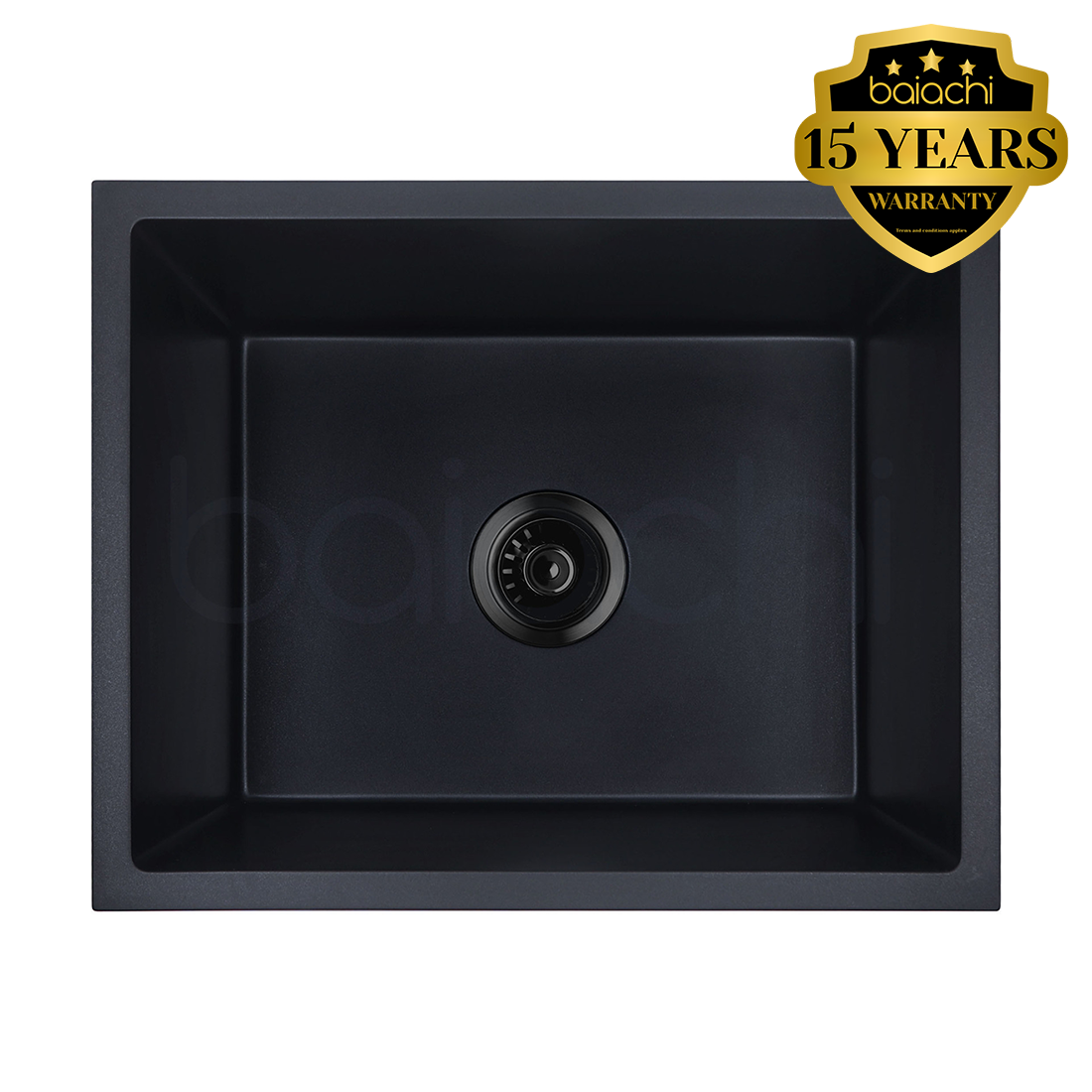 Baiachi 650 x 450 Single Bowl Granite Kitchen Sink Black