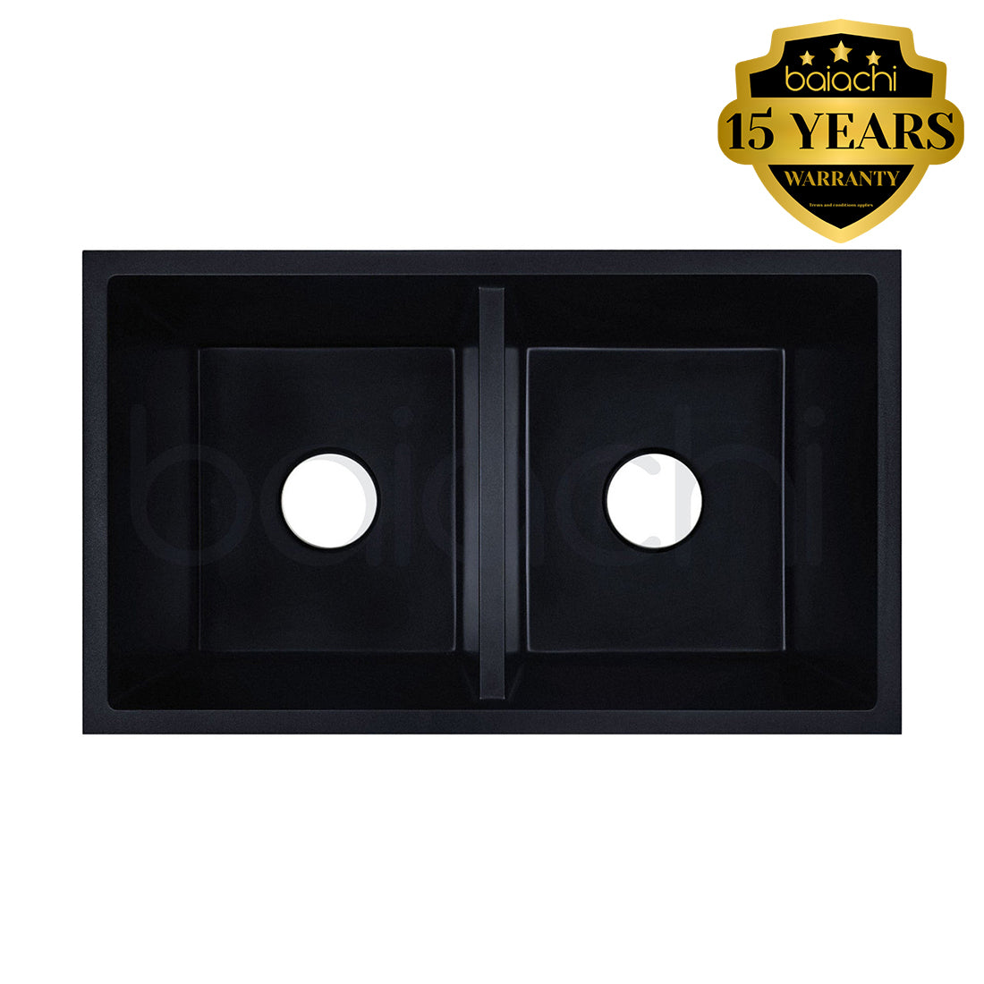 Baiachi 770 x 450 Double Bowl Granite Kitchen Sink Black