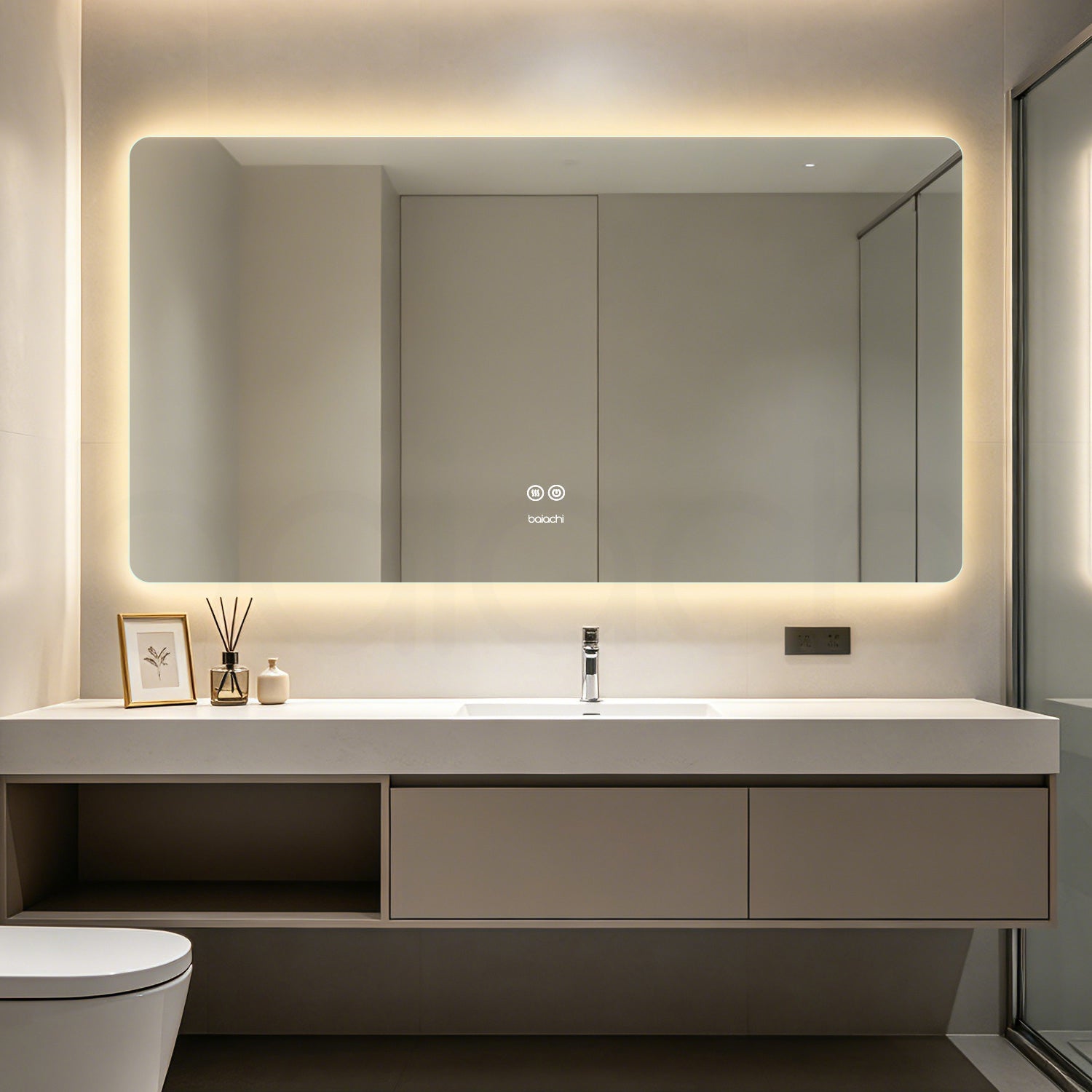 Baiachi LED Square 1500x800mm Backlit Anti-Fog Mirror