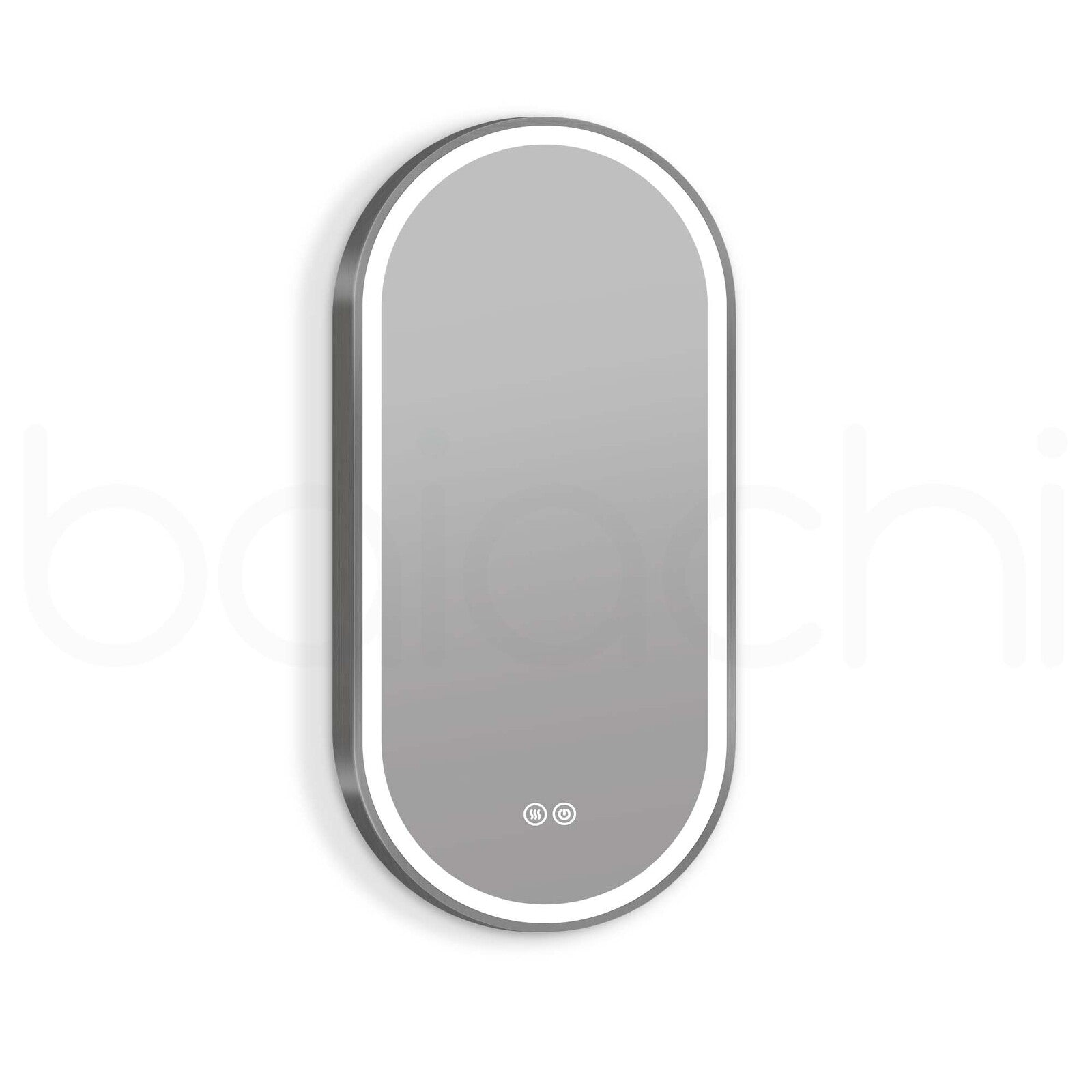 Baiachi LED Oval 450mmx900mm Frame Mirror Gun Metal