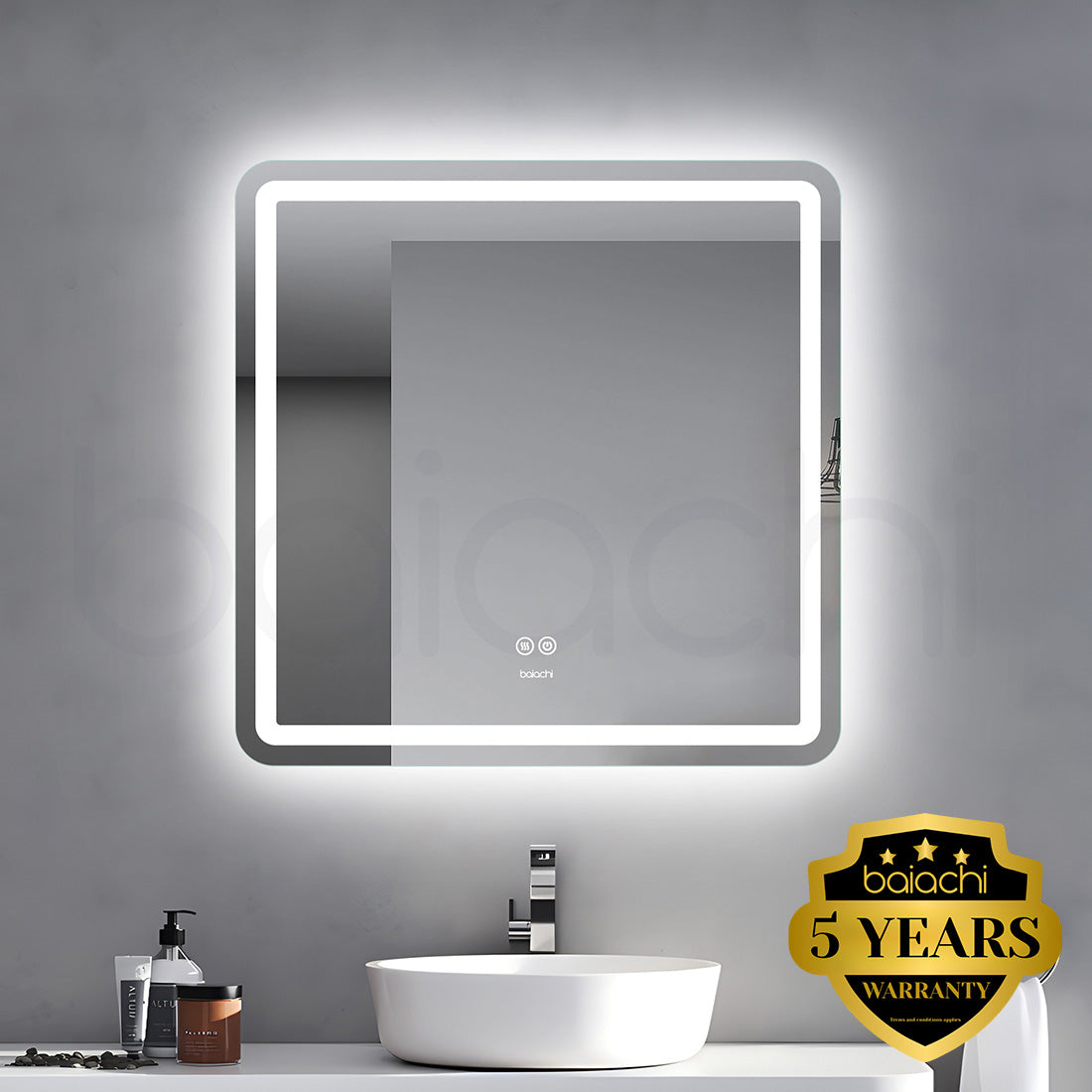 Baiachi 750x750 LED Square Frameless Mirror